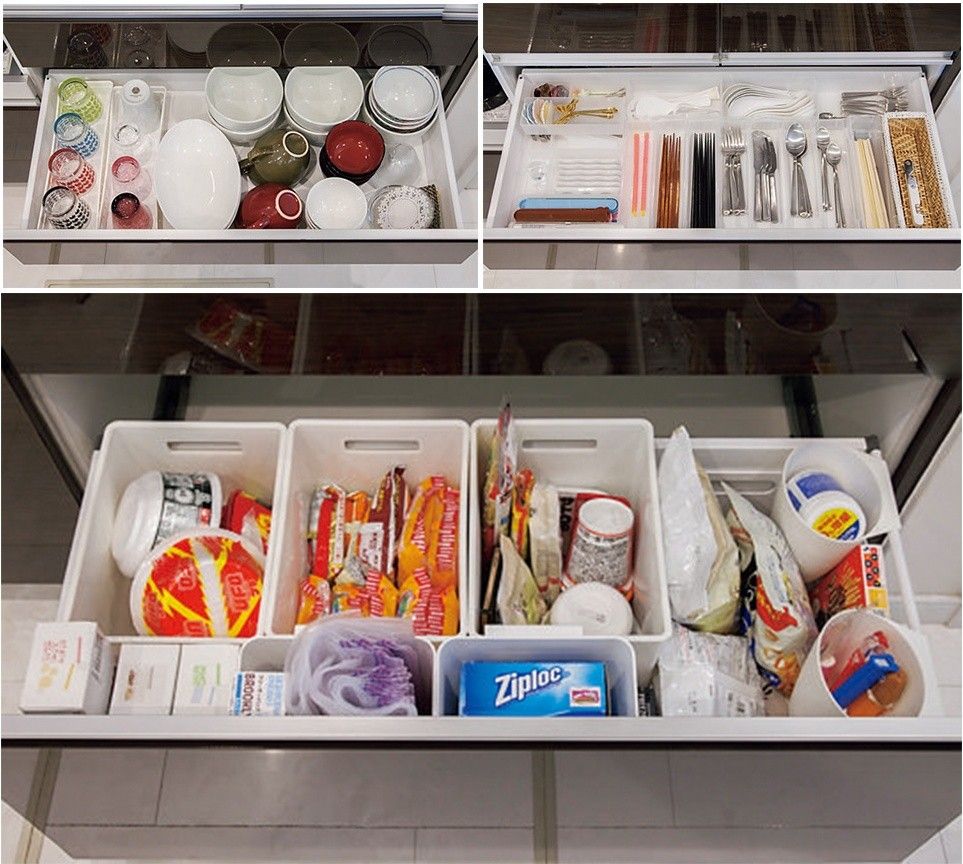 ▲活用收納用品！使用10cm 寬的檔案盒分類收納拋棄式餐具、圍裙等。▲活用收納用品！使用10cm 寬的檔案盒分類收納拋棄式餐具、圍裙等。