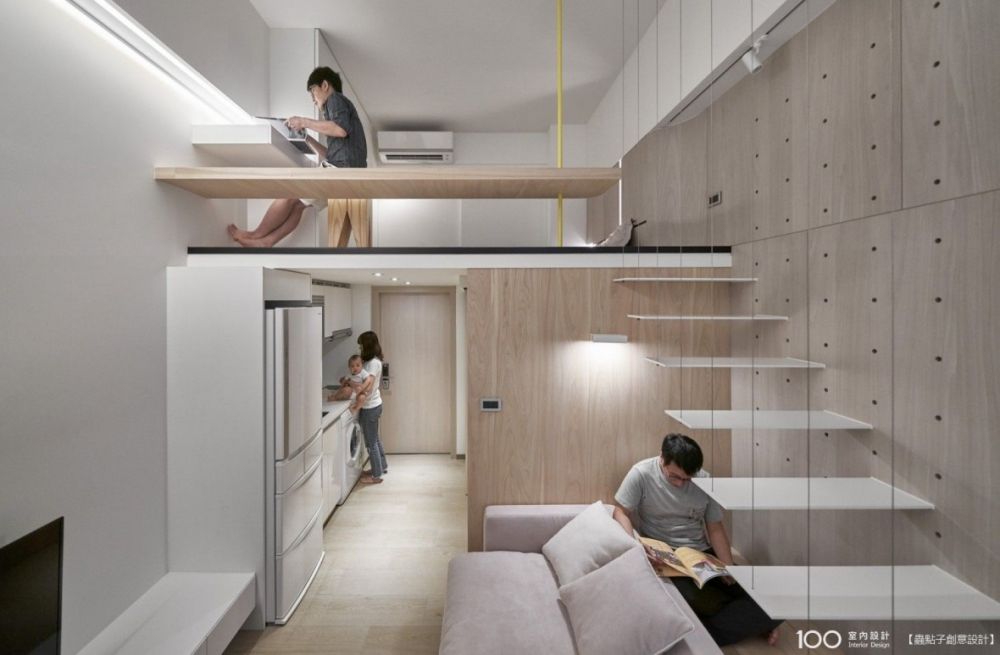 ▲客廳與浴室中間牆面藏了儲藏室，滿足大型收納的需要。圖片由蟲點子設計提供，看看這個作品的其它部分
