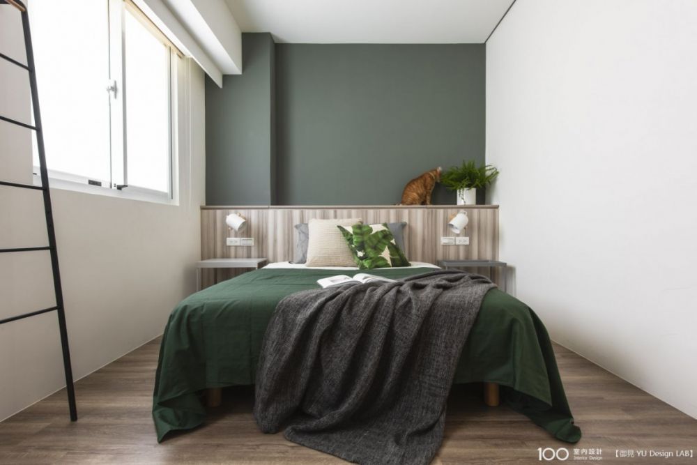 綠+黑的莫蘭迪色系的臥室裝修案例