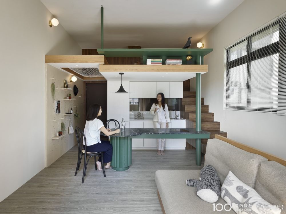 均漢設計公司夾層屋鏤空吊床設計的整體空間呈現