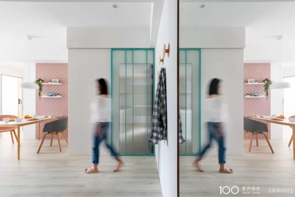 ▲使用色號：DULUX 90RR 55/138、DULUX 10GG 51/125、DULUX 00NN 62/000（得利全效合一乳膠漆）圖片由森叄設計提供，看看這個作品的其它部分