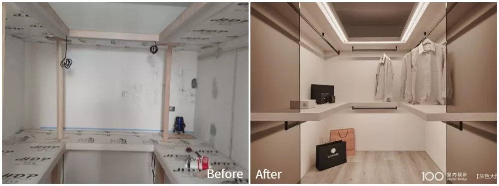 ▲更衣室內部的裝潢前後