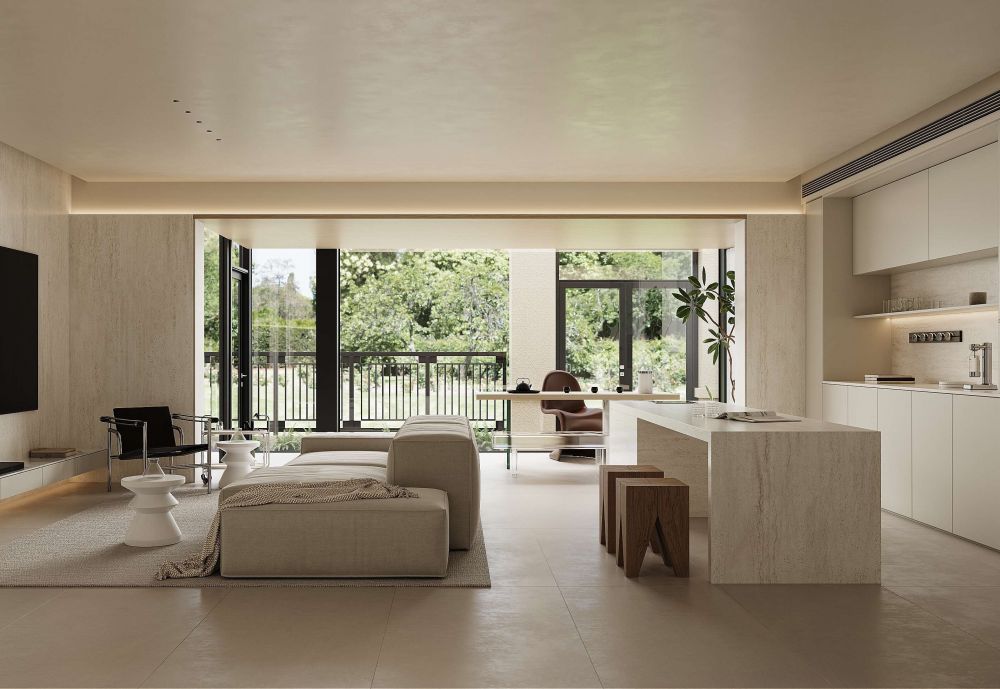 ▲ETERNOS 永恆石全新花色 ET-6016 Travertino，呈現「洞石」紋理