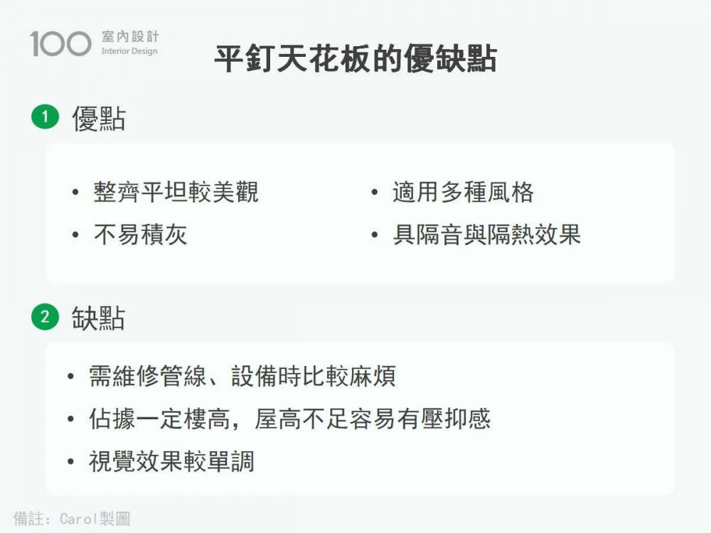 平釘天花板優缺點