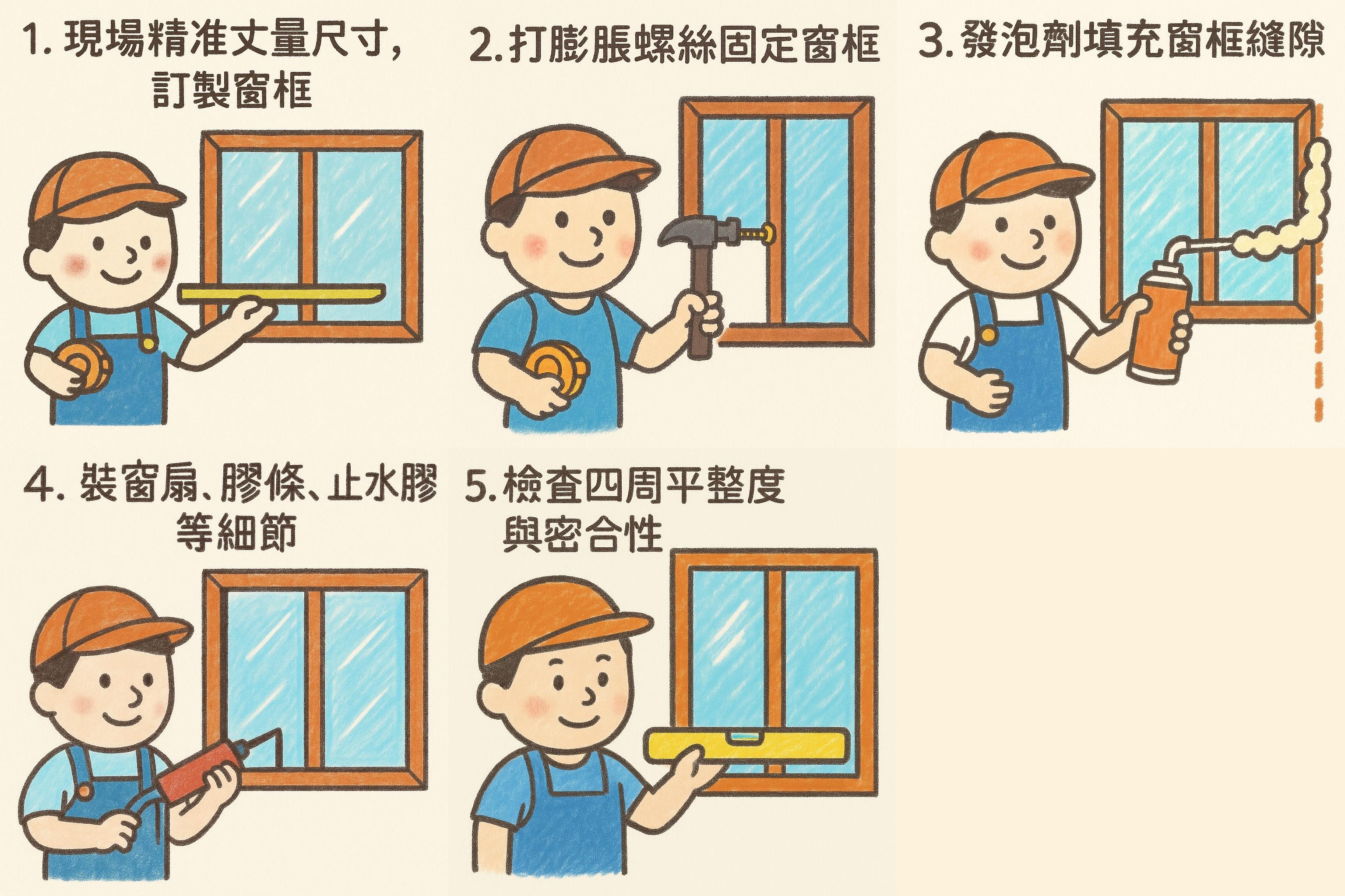 氣密窗安裝流程圖
