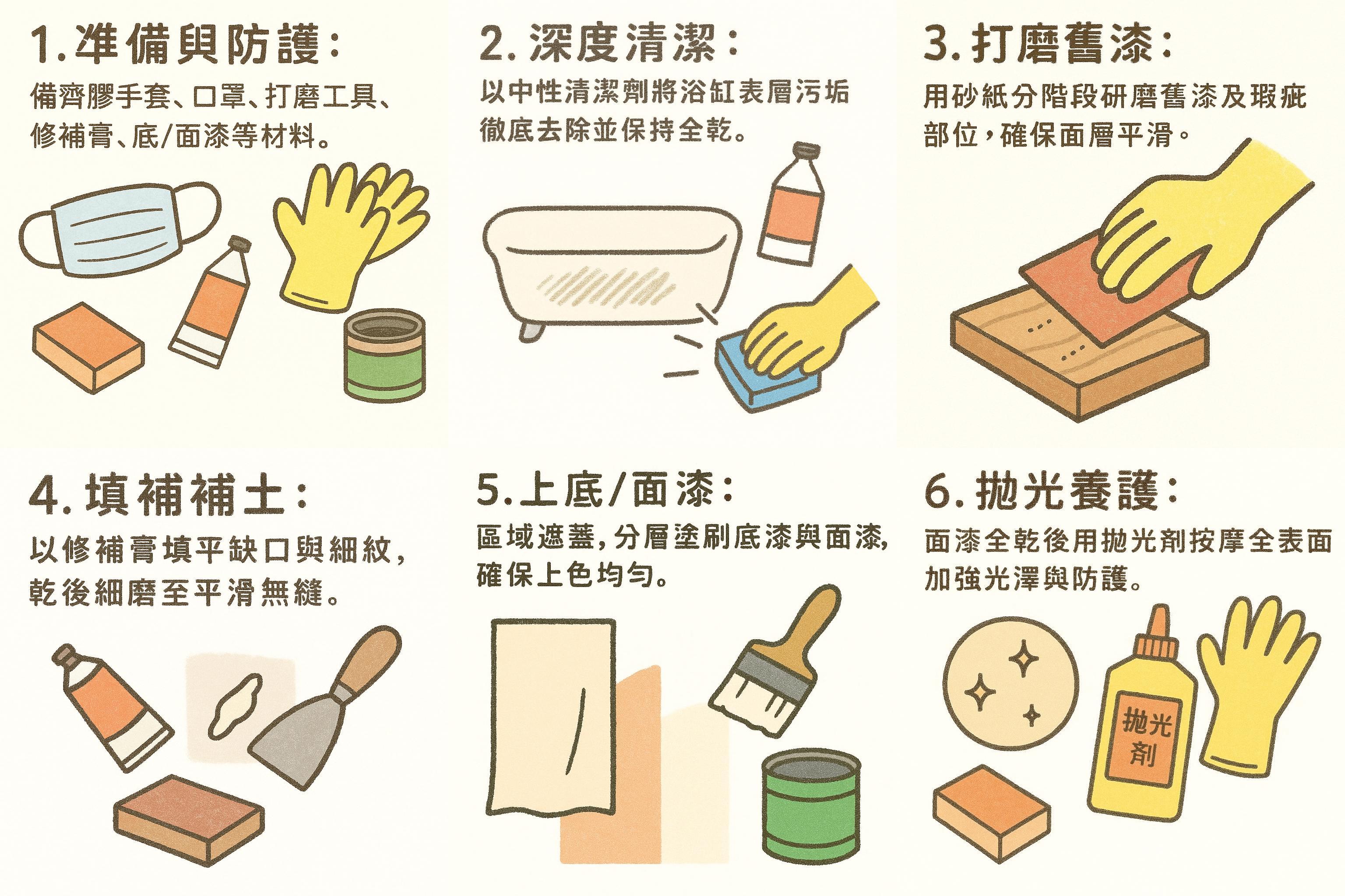 浴缸修補實作流程圖