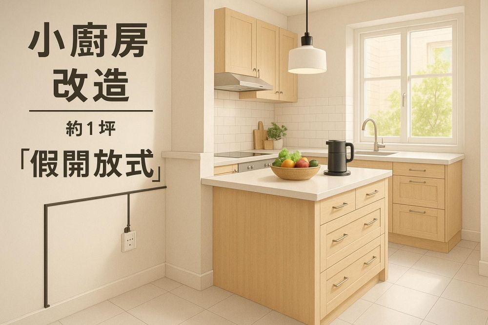 1坪廚房太擠放不下中島？只改『這一處』，秒變偽開放，餐廚收納多2倍、動線順暢10倍！