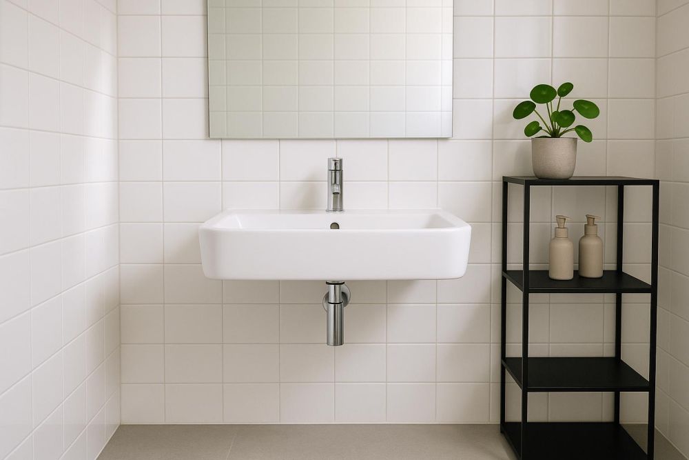 浴室太小易雜亂？壁掛式洗手盆這樣裝，空間立省1坪、收納多2倍