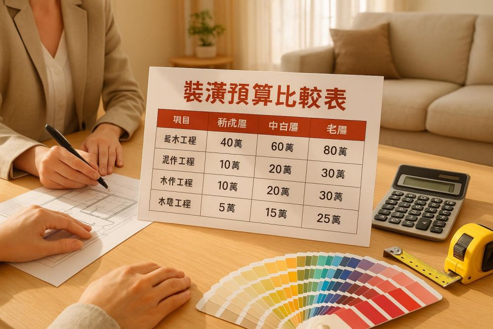 預算差2倍!新成屋、中古屋、老屋裝潢費用一表對比,2025最全預算規劃一次搞懂