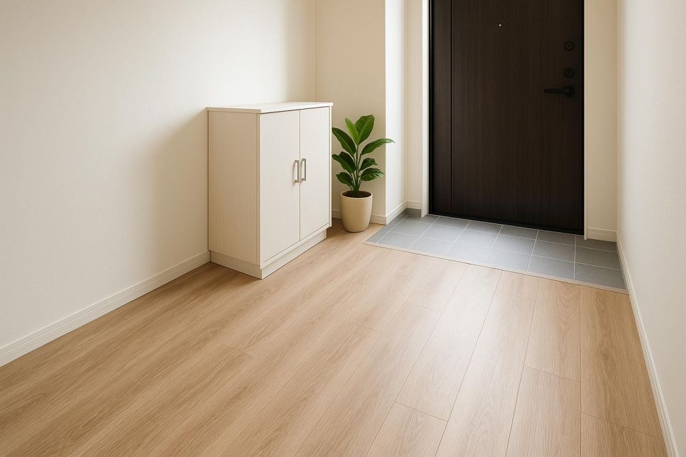 玄關只換PVC地板,防水耐磨+顏值提升3倍,這樣做小空間變大又好打理