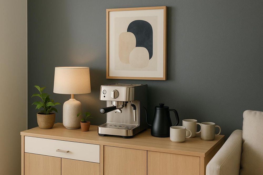 客廳角落別空著!加個咖啡區收納櫃,收納多1倍、氛圍感提升10倍