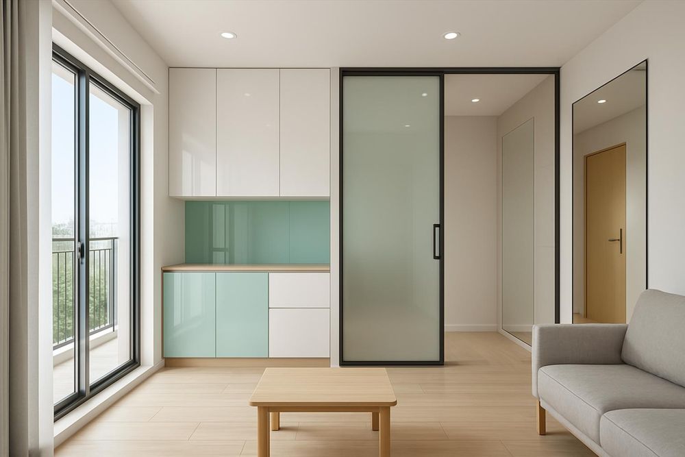 小坪數必學！玻璃、烤漆玻、鏡面正確搭配，空間感激增2倍還能藏收納