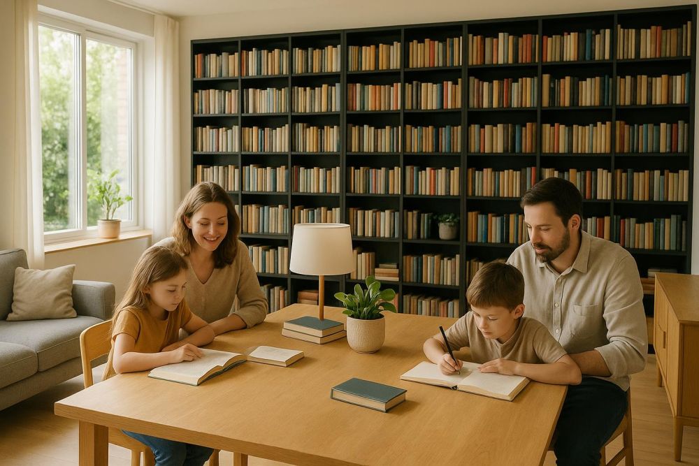 客廳不做電視牆！改放閱讀大桌，家人共讀、收納空間升級3倍