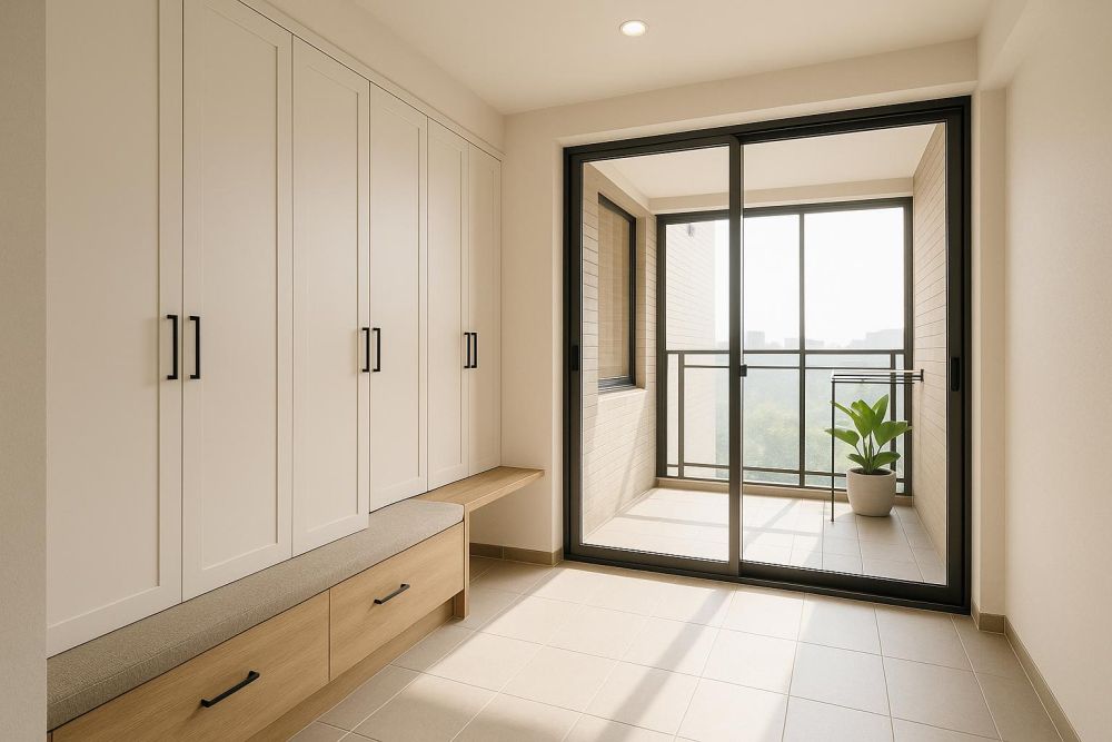 玄關陽台合併設計,收納提升2倍、動線更順暢!老屋小宅空間瞬間放大