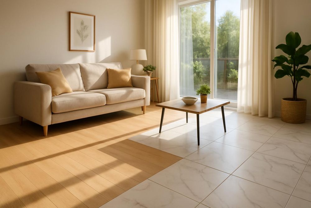 選錯地板超後悔!木質VS磁磚『這4大差異』,客廳保養、舒適度影響生活十年