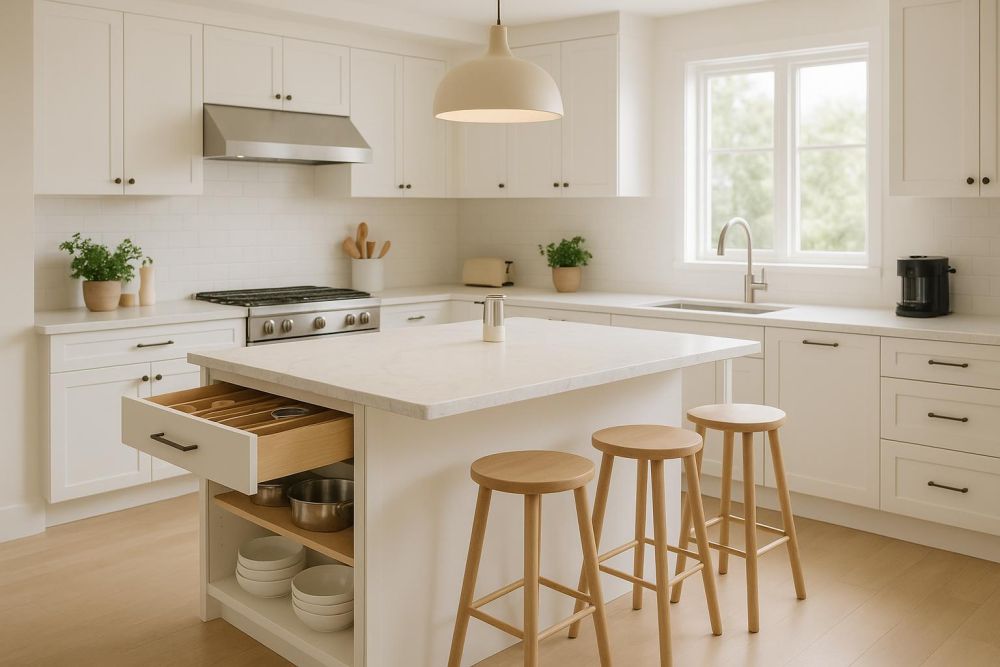 這5種中島櫃設計讓廚房多3倍收納，一次解決動線、備餐與收納痛點