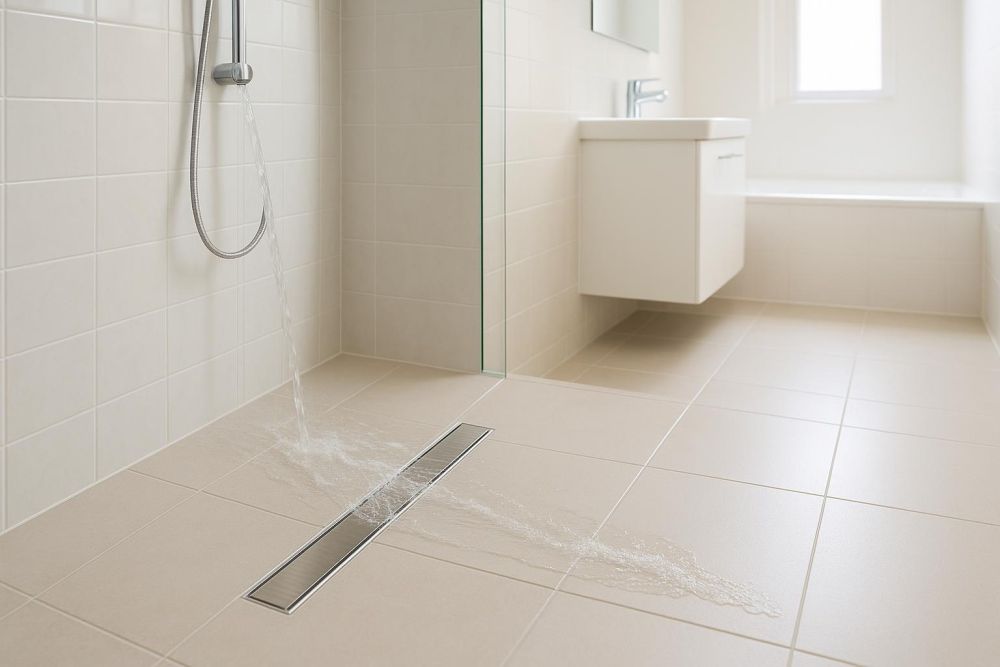 浴室排水孔位置沒規劃好？每天踩水漬超惱人！這招輕鬆搞定，乾爽舒適多2倍