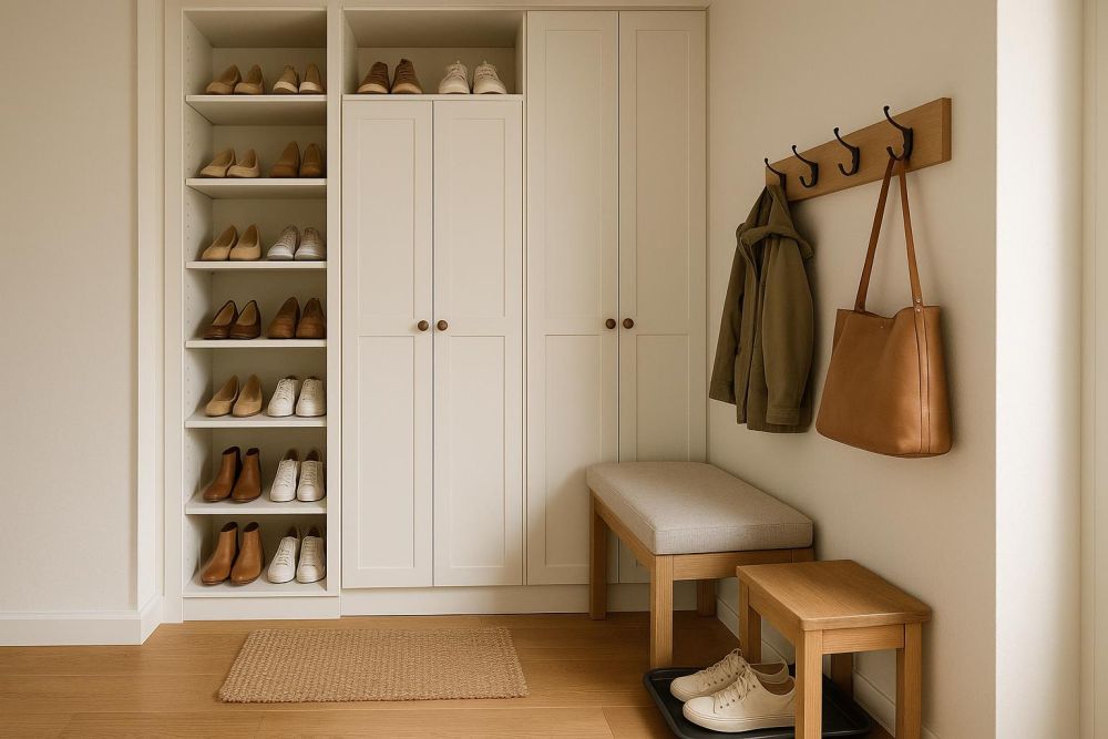 玄關太小鞋櫃放不下?鞋子不亂擺『這樣設計』收納多3倍、動線超順