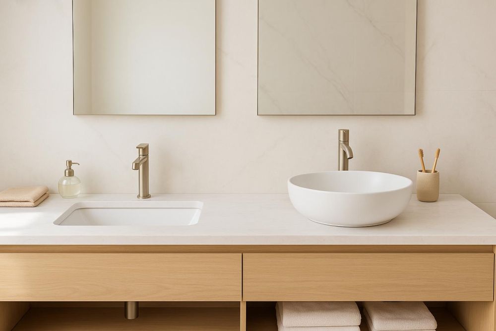 搞錯臉盆安裝位置超後悔!下嵌式VS檯面上實用差異大解析,收納、打掃、裝潢預算一次看懂