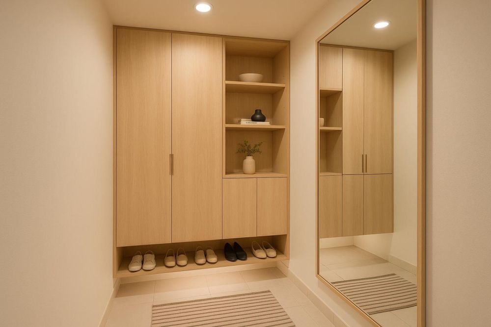 玄關太小擁擠？這設計讓1坪玄關秒變3倍大，收納翻倍還超有面子