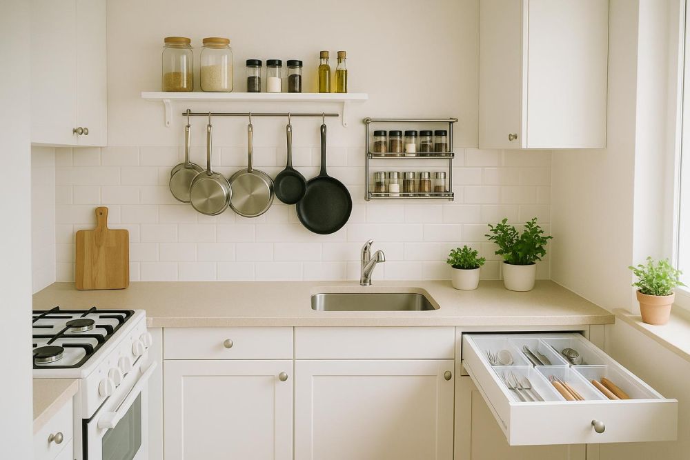 小廚房收納卡關?1坪空間用『這招』容量激增3倍,取物超順手