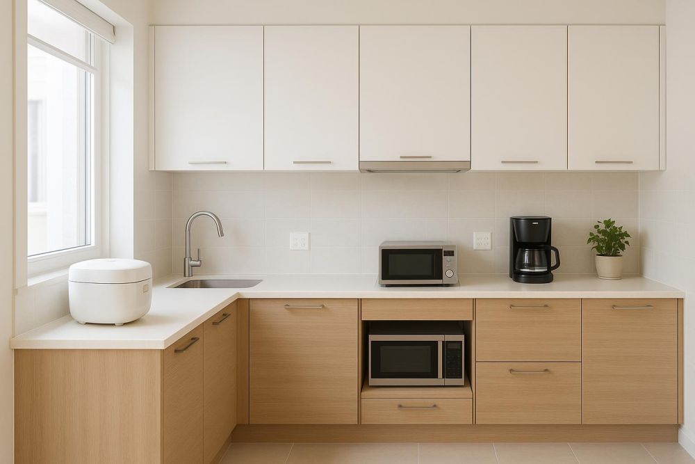 一字型廚房這樣放電子鍋,動線不卡手、收納空間多1倍!設計師揭最佳家電布局