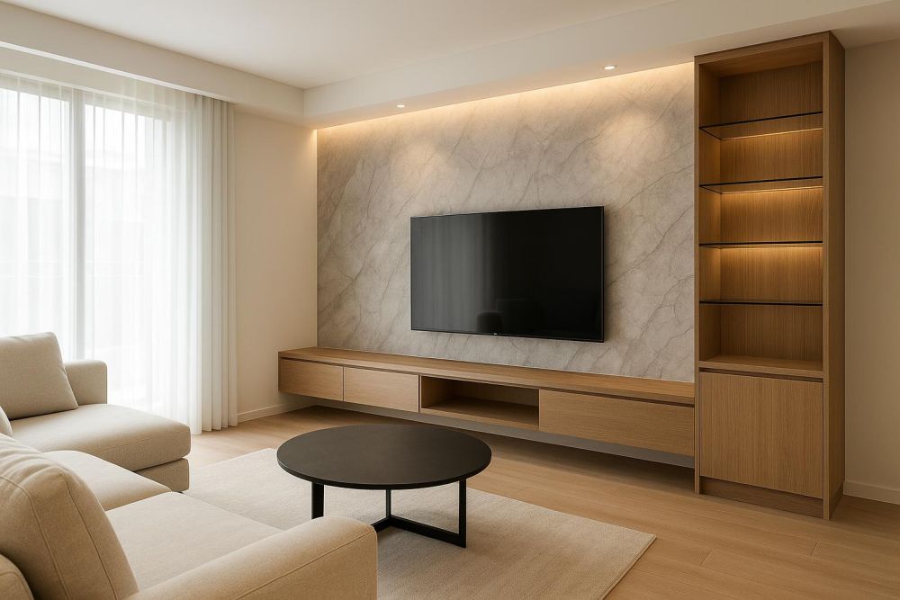 大理石電視牆只會貼一面?3種創新設計讓客廳超有質感,視覺放大2倍