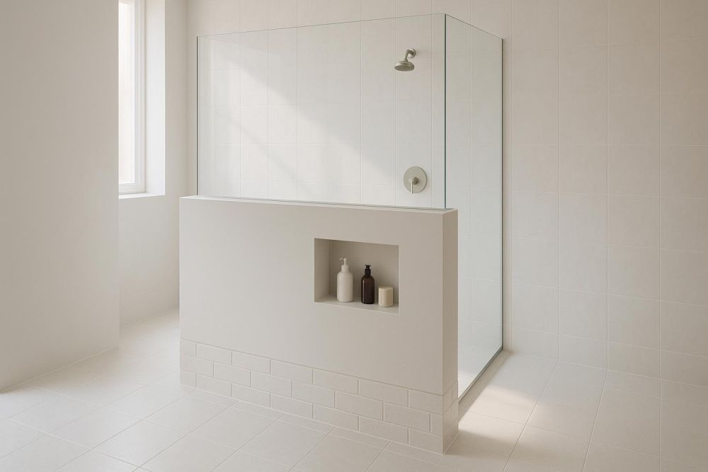 小戶型浴室別做全玻璃!半牆玻璃隔斷,擴容2倍又防水,收納動線一併升級