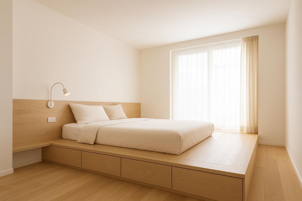 架高地板當床還能這樣用？臥室『這3處』細節做對，收納翻2倍、空間感大開！