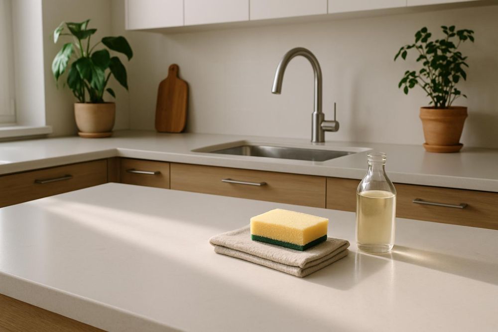 人造石檯面變黃怎麼辦？5大保養錯誤導致染色泛黃，一招搞定去污還原亮白