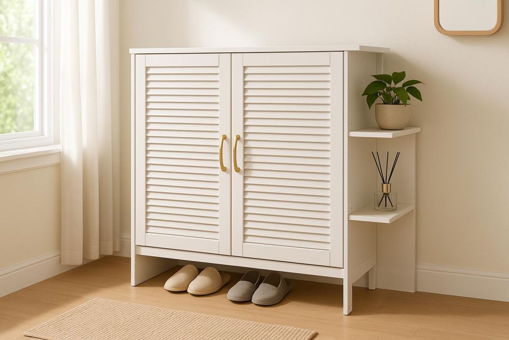 鞋櫃不通風悶臭困擾？選對『這種門片』，空氣流通不發臭、顏值收納翻倍