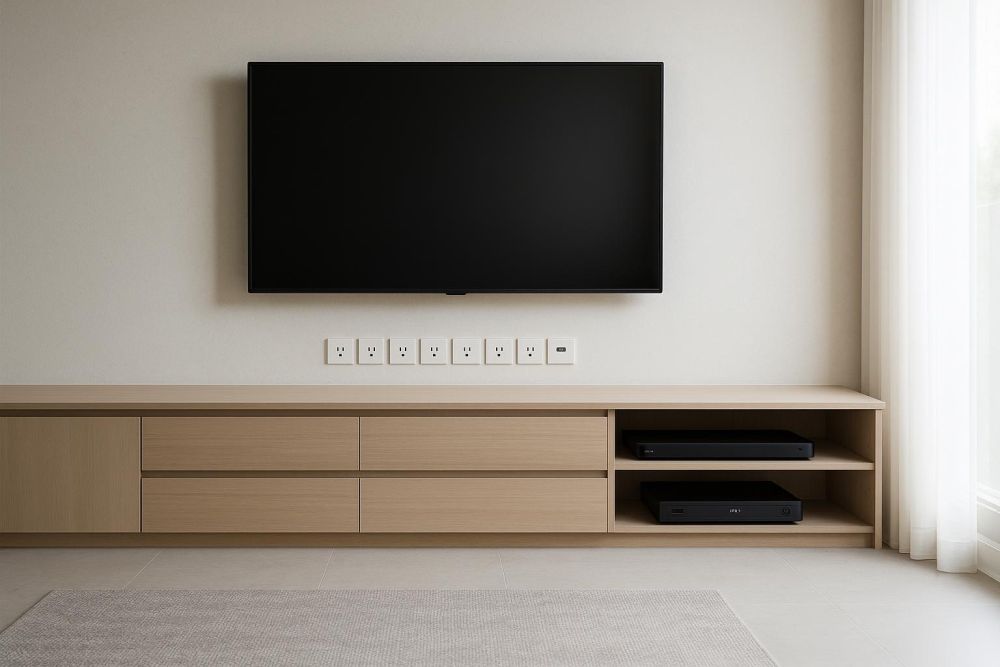 電視牆插座錯放超後悔！插座數量、配置4大關鍵沒做好，小心線材亂成一團