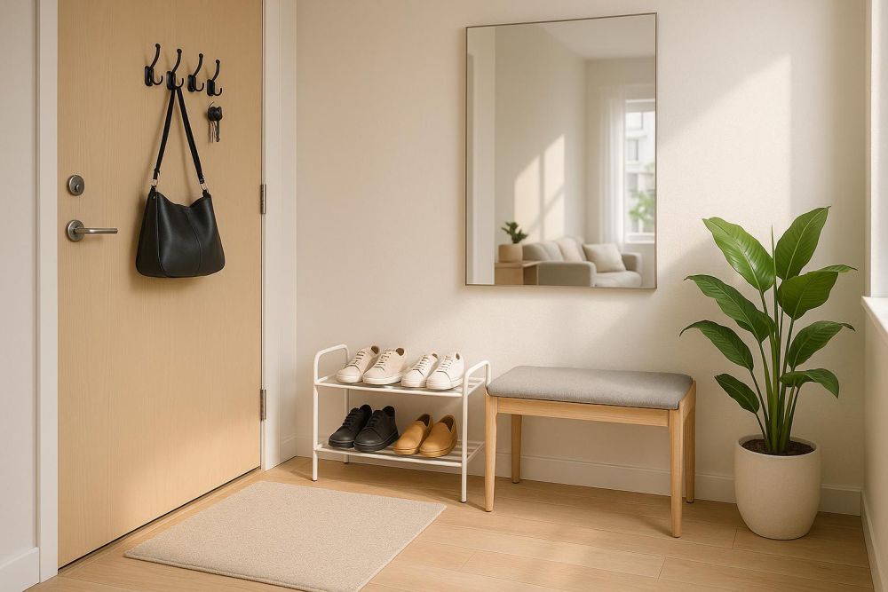 租屋沒玄關也能幹净？玄關落塵區這樣設計，收納翻2倍、進門不再帶灰回家