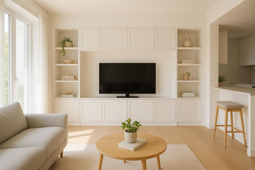 電視牆別只用來掛電視！加這一櫃收納量瞬間多2坪，客廳整潔升級超有感