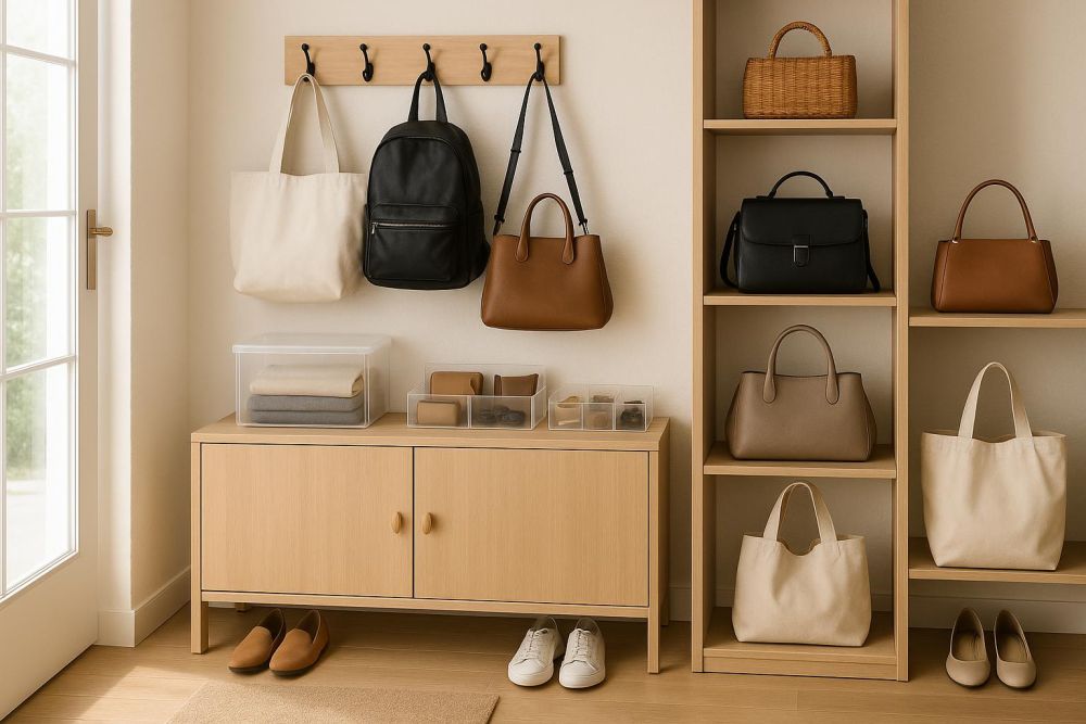 包包總亂堆?玄關用「這款收納架」容量激增3倍,包包好拿又不變形