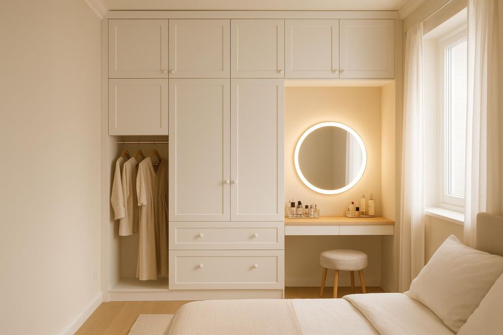 小房間收納太少？衣櫃結合化妝台，坪效翻2倍+收納量激增