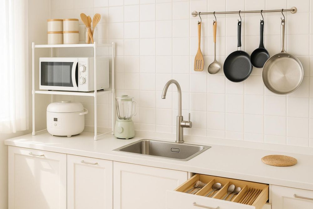 電器鍋具總是堆滿台面?這樣收納,廚房多出2倍空間!