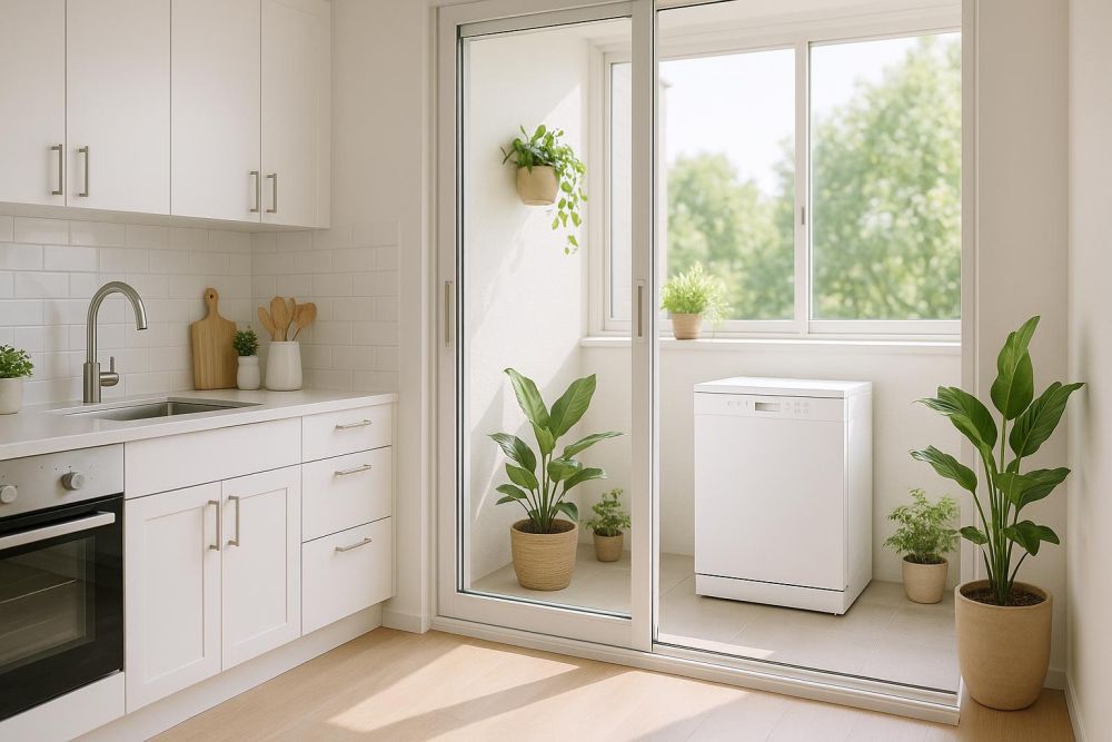 廚房太擠洗碗機沒地放？過來人曝『放陽台實測優缺點』，收納空間竟多1倍