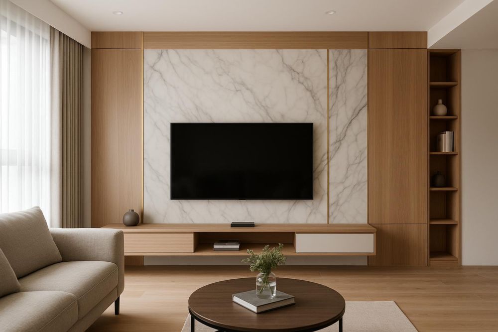 電視牆別再做滿！2026年流行這3種設計，高級感翻倍、收納多三倍