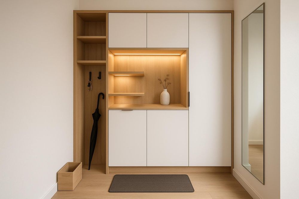 玄關東西堆滿又雜亂？這招櫃體設計，收納量激增3倍、動線不卡，進門秒變整齊