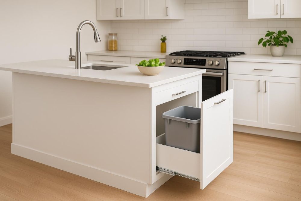 中島型廚房垃圾桶擺錯位置，收納、動線都亂了！過來人曝最實用放法，空間大增2倍