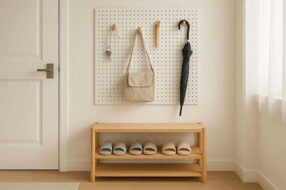 玄關總是亂?專家曝『這4種洞洞板設計』,收納量增3倍、動線秒提升