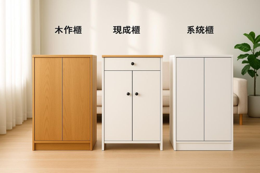 櫃子選錯收納瞬間崩潰？2026年木作櫃vs現成櫃vs系統櫃，一篇看懂優缺點+實用數據，裝潢新手不踩雷