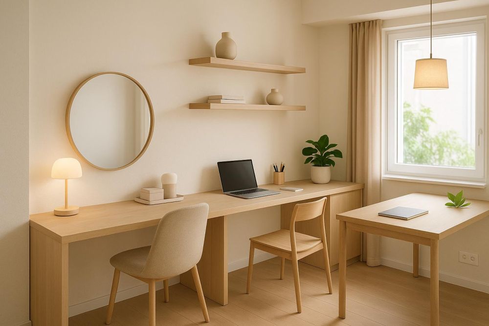 化妝桌不必放臥室！書房結合多功能梳妝台，收納效率翻3倍、空間大增