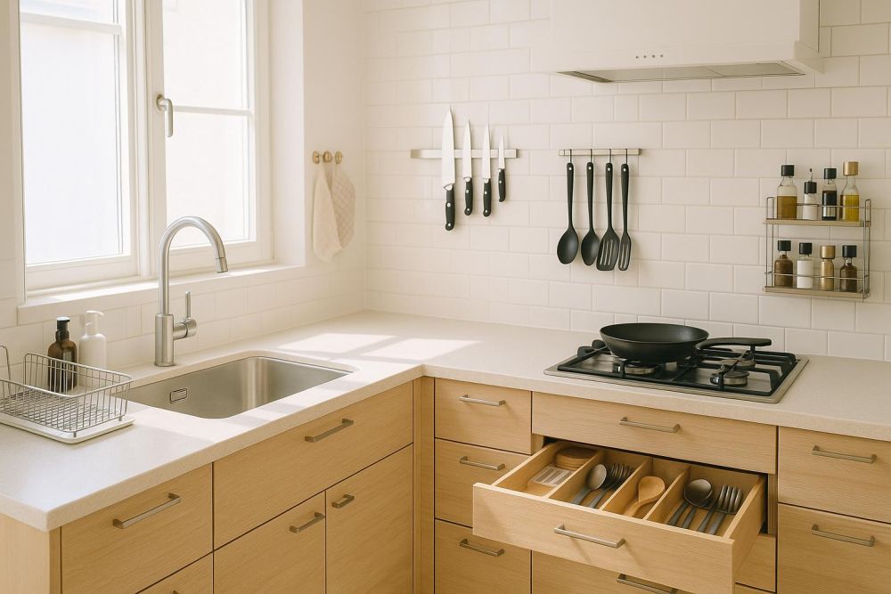 廚房動線卡手亂糟糟？只改1步，收納量激增3倍、煮飯不卡手