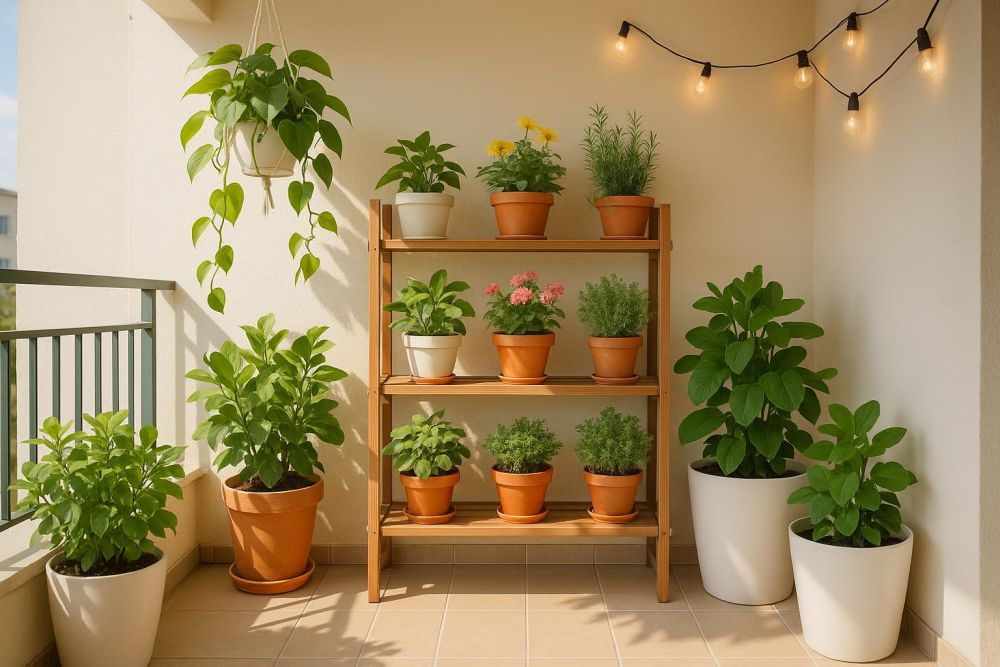 小陽台綠植亂堆塞不下?花架『這樣擺』收納量翻3倍、秒變綠意天堂!