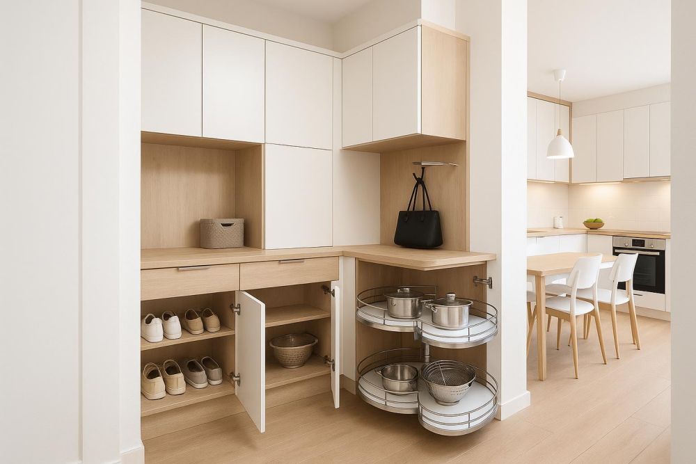 櫃子別只靠牆！玄關+餐廚轉角「這樣裝潢」收納激增2倍還不佔空間