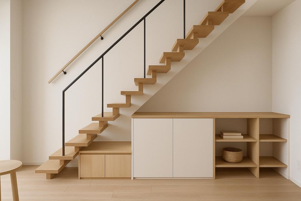 樓梯太佔空間？用交錯式踏板設計，小戶型瞬間多出1坪收納區！