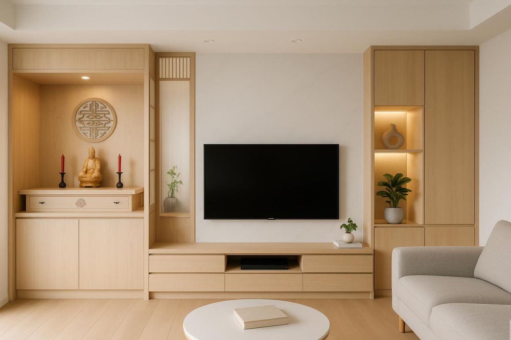 神明桌與電視櫃二合一？新派設計融合傳統，一體收納省空間、機能翻3倍