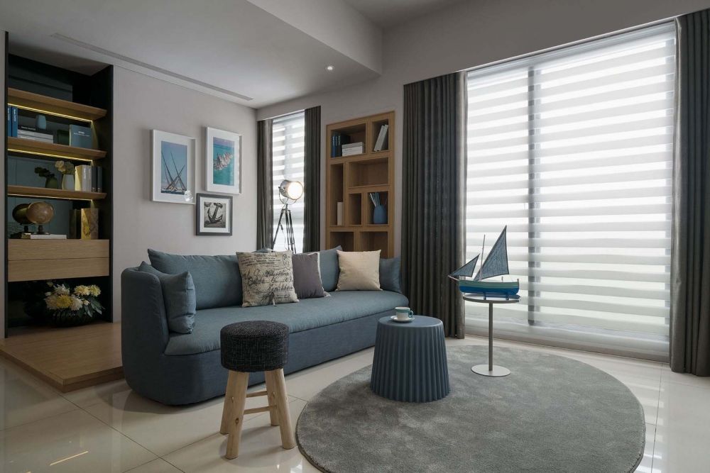 木質與藍色系相遇